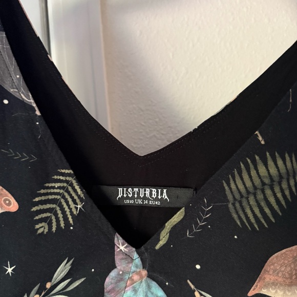 DISTURBIA black bug moth butterfly v neck back sleeveless mini dress - Picture 6 of 7